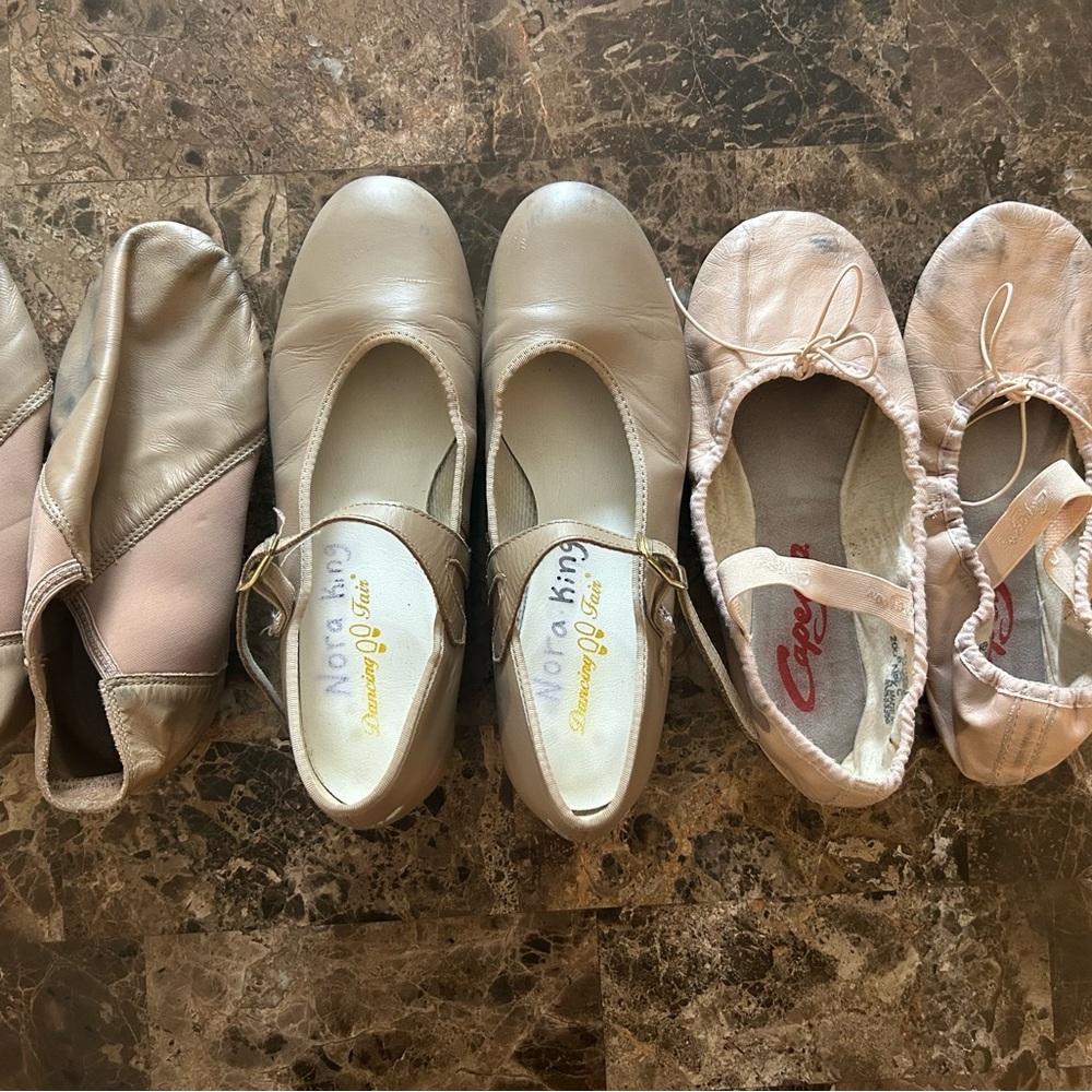 GIRLS DANCE shoe set! Leather & high quality Tap, ballet & jazz! Size 6 6.5W